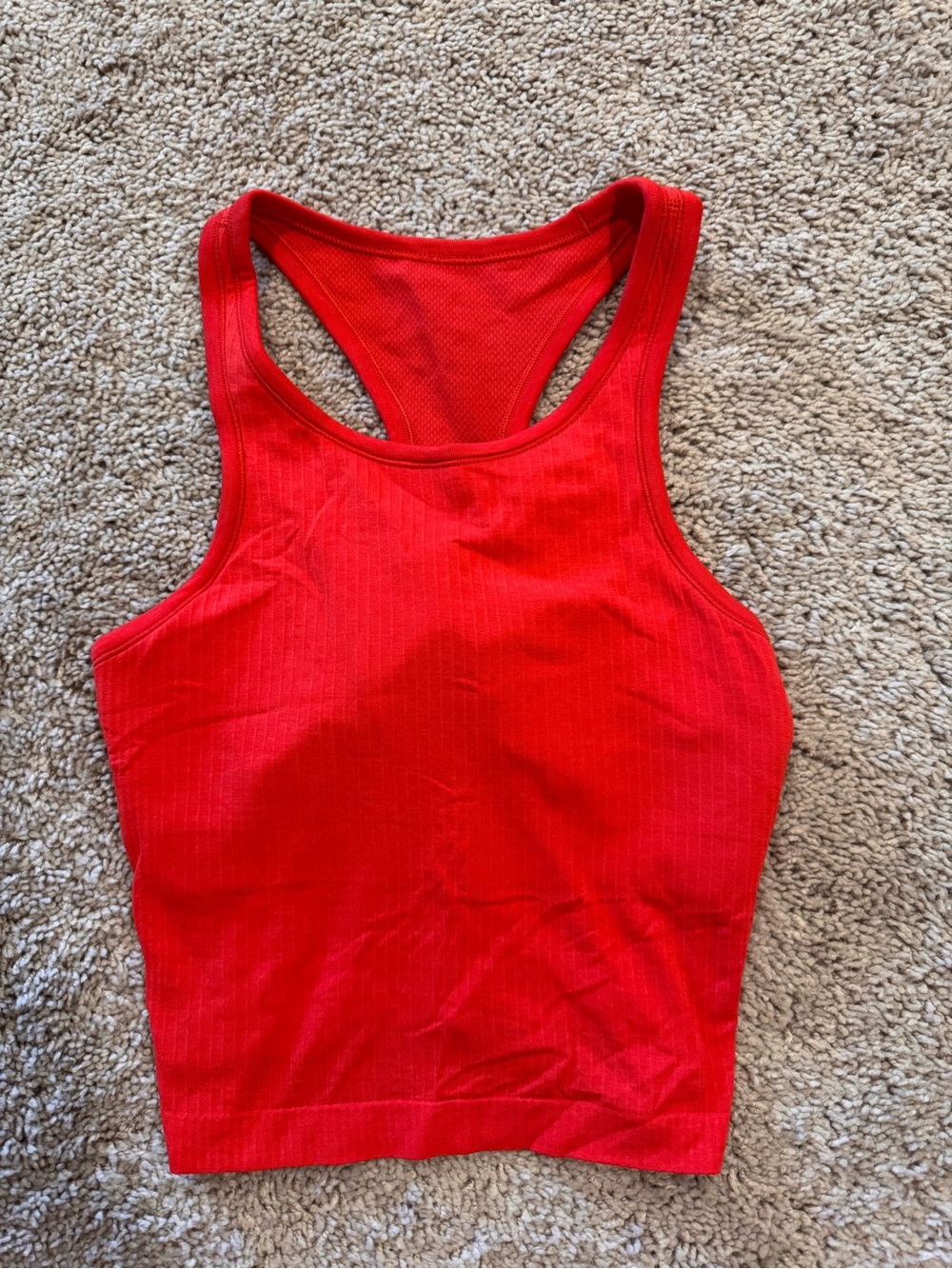 lululemon athletica Red Ribbed Racerback Crop Tank